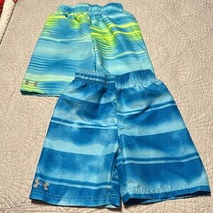 2 Pair Under Armour Little Boys Swimming Trunks, EUC, Size 6